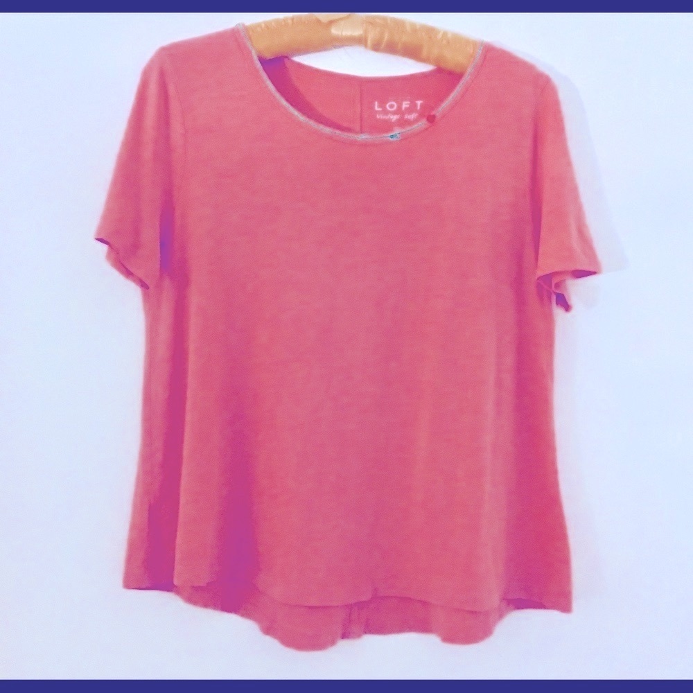 Ann Taylor Loft hand embroidered orange top. Size L